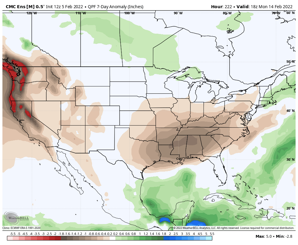 weathertrackus's tweet photo. Should be a very dry pattern for much of the US over the next 6-10 days...

Chances of anything interesting happening in terms of winter or severe weather will be slim. 
(We are watching Feb 13-15 though).

(Temperature Outlooks in thread)
#uswx #weather #wxtwitter https://t.co/whduigq8uu
