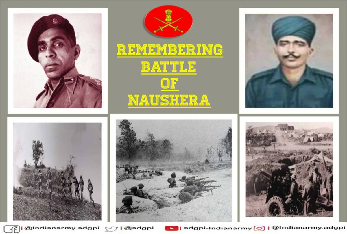 The #BattleofNaushera was a major victory for #IndianArmy. The heroics of #NausheraKaSher Brigadier Usman, MVC & the gallant action of  Naik Jadunath Singh, PVC made 06 Feb 1948 a #RedLetterDay in the history of #IndianArmy.

#IndianArmy
#InStrideWithTheFuture