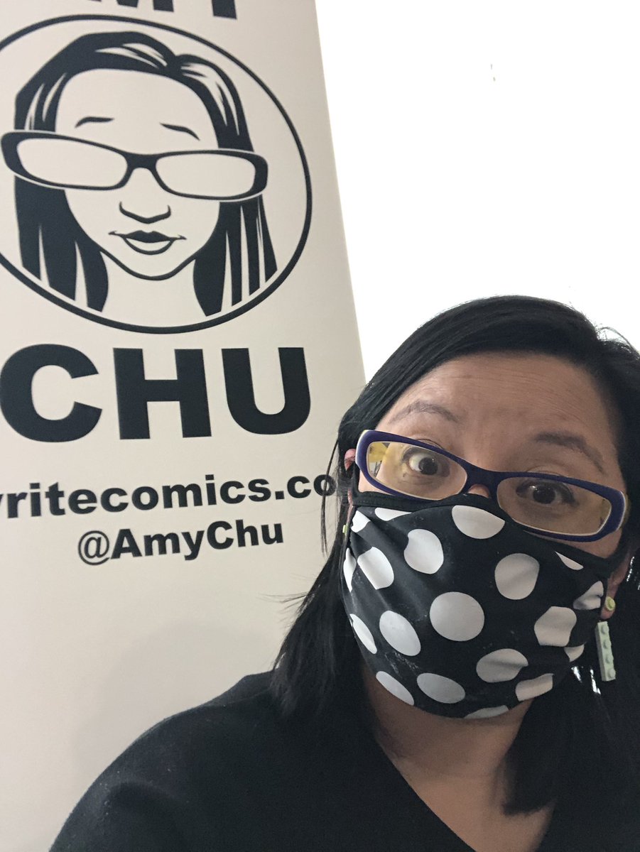 AmyChu's tweet photo. Day 1 succeeded in deleting more from a script than I put back in, but at least I got to sit between @Reilly_Brown and @a_deliamarie and across @TheKubertSchool #gscomicfest https://t.co/Lfp9o4AmMS