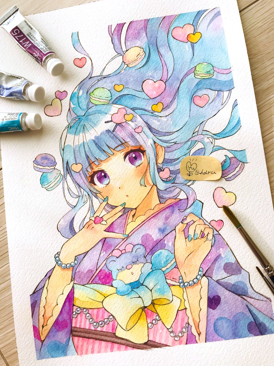 手描きイラスト 水彩原画 和服の女の子202 専用 手描きイラスト 原画 手描きイラスト 水彩原画 和服の女の子202 専用 手描きイラスト 原画