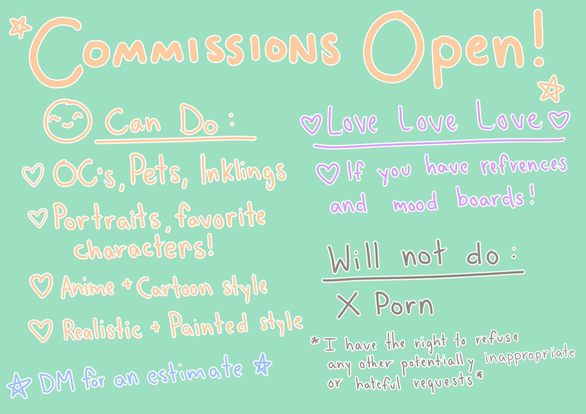 MEGGR0LL's tweet photo. COMMISSIONS OPEN! Hey all, I lost 2 days of work due to snow, so I’m opening up commissions to help with some bills. I would love to work with you! Please DM me with any questions or to get an estimate! Retweets are apreciated! Thanks! https://t.co/e0hTSWbwT5