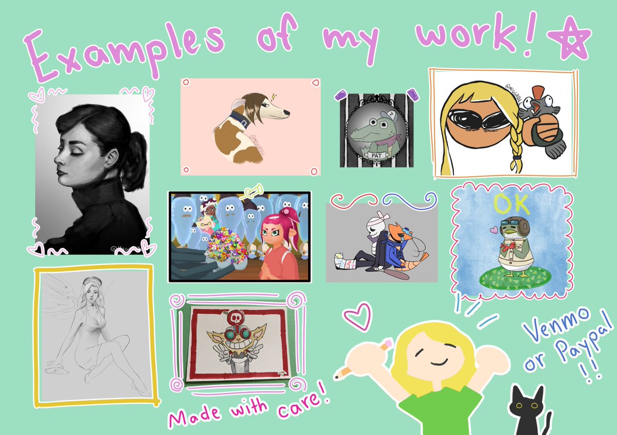 MEGGR0LL's tweet photo. COMMISSIONS OPEN! Hey all, I lost 2 days of work due to snow, so I’m opening up commissions to help with some bills. I would love to work with you! Please DM me with any questions or to get an estimate! Retweets are apreciated! Thanks! https://t.co/e0hTSWbwT5