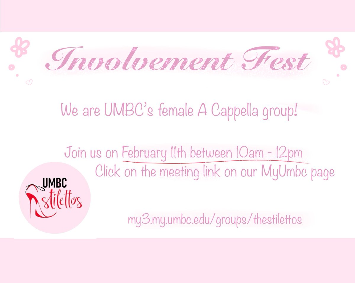 Join us for the spring 2022 Involvement Fest online!
We are looking for new members and can't wait to see you💕
We will be meeting on Webex <3
You can find the link here: my3.my.umbc.edu/groups/thestil…