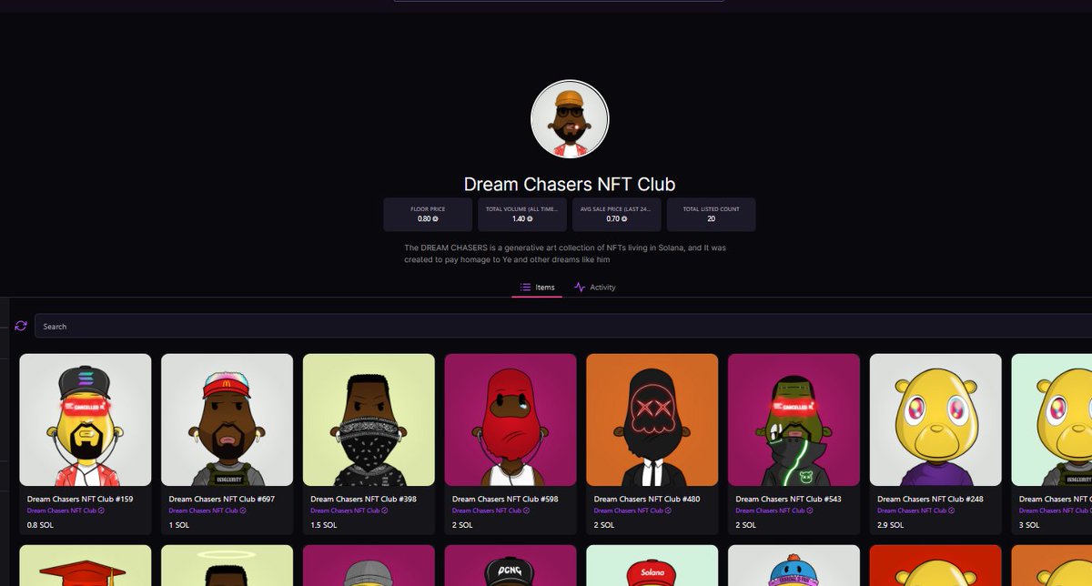 dreamchasers_nc's tweet photo. We just got listed on @MagicEden_NFT ! There are a total of 20 listed out of 121 minted! And a 0,8 FP right now!🔥🚀

#dreamchasers #SolanaNFTs #NFTs https://t.co/VmdhNc1HNQ