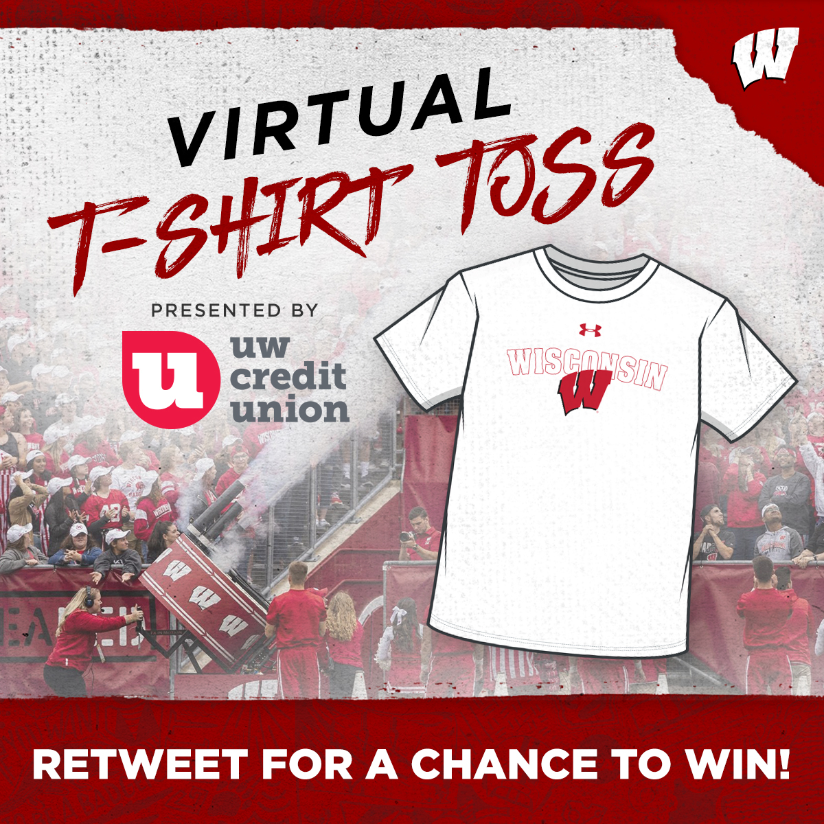 🙌 @UWCreditUnion T-Shirt Toss! Couldn't be at BadgerMBB tonight? Retweet and follow for a chance to win a FREE Wisconsin t-shirt! 💯