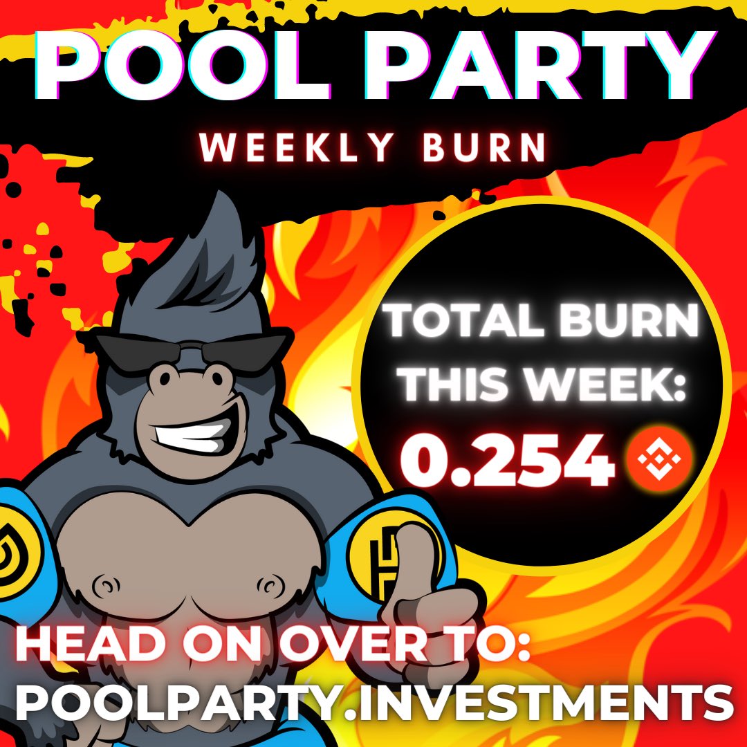 PoolPartyInvest's tweet photo. Burning more tokens every week baby!!! #pool #party #investments #binance #burn https://t.co/bzMBAfpqdi