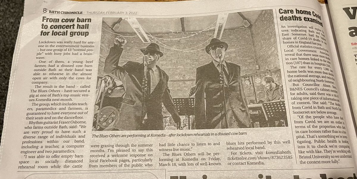 Anyone see our press coverage this week? 😎😎🎼🎹🥁🎷🎺🎸

Don’t for get our gig on 18th March at @KomediaBath. Tickets selling fast!

You can purchase them from the link below! 👇
komedia.co.uk/bath/music/the…