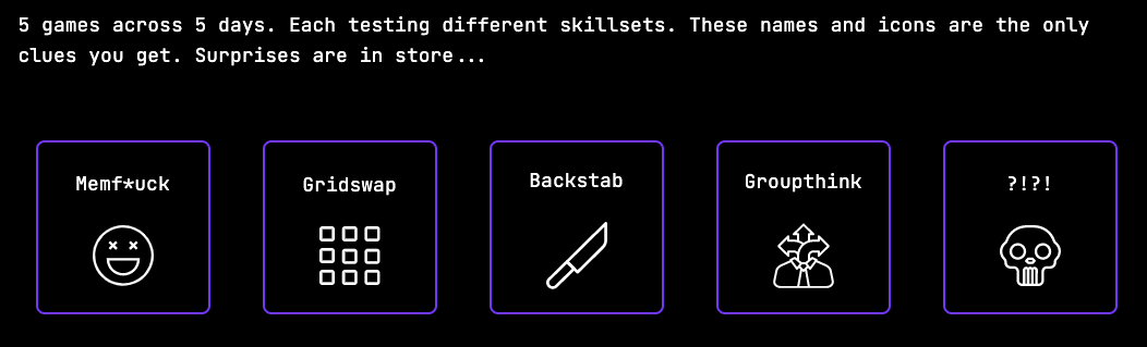 🎲🎮 <a href="/internet__game/">IG Backup</a> WL Giveaway 🎲🎮
5 days. 5 games. Elimination style. 
Winners get blue-chip NFT's. 

I'm giving away 3 WL.  To enter...

 - follow <a href="/MtmacEth/">mtmac.eth</a> &amp; <a href="/internet__game/">IG Backup</a> 
 - like, RT, tag a few buddies 

🎉WINNER ANNOUNCED IN 24 HRS!
#NFT #NFTgiveaway #NFTCommunity