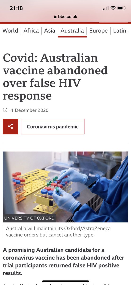 agentorange6969's tweet photo. Isn't it interesting that (according to the BBC) people in Australia who were given a COVID vaccine were subsequently testing positive for HIV.

Now, we're all being told we should test ourselves for HIV?

...and as luck would have it, Moderna have just developed an HIV vaccine! https://t.co/wgqJv185em