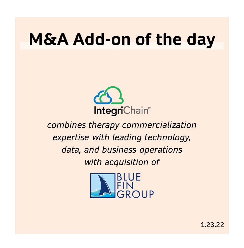 M&amp;A Add-on of the day - 1.23.22 <a href="/AccelKKR/">Accel-KKR</a> 
@IntegriChain <a href="/bluefingroup/">Blue Fin Group, an IntegriChain Company</a>