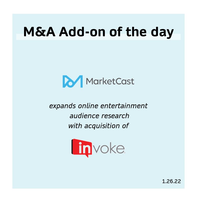 M&amp;A Add-on of the day - 1.26.22 #kohlbergcompany
<a href="/MarketCastLLC/">MarketCast</a>