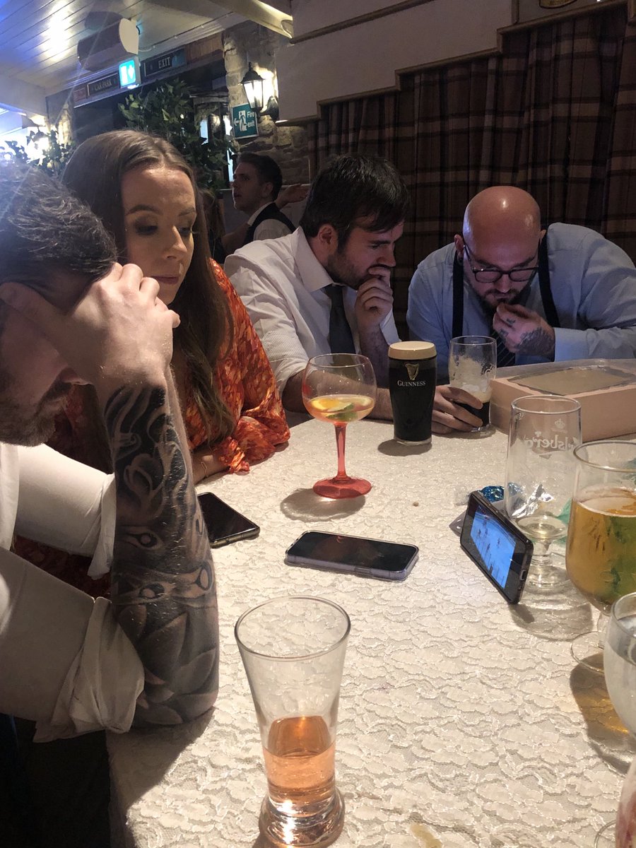 When you are at ⁦<a href="/fastmovingcloud/">Róisín</a>⁩ and ⁦<a href="/FarmerG5/">Geraint Walters</a>⁩ wedding but the ⁦<a href="/BelfastGiants/">Belfast Giants</a>⁩ and Cardiff Devils are on a shoot out