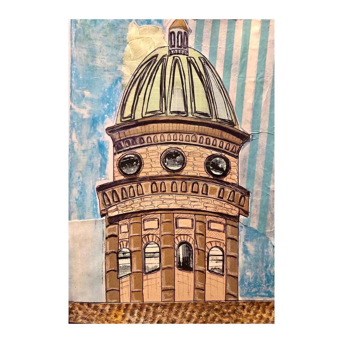 MrsSmallArt's tweet photo. My two favourite techniques: continuous line and collage. Mixed media all the way #pgdeartanddesign #secondplacement https://t.co/CiaA4iWB9N