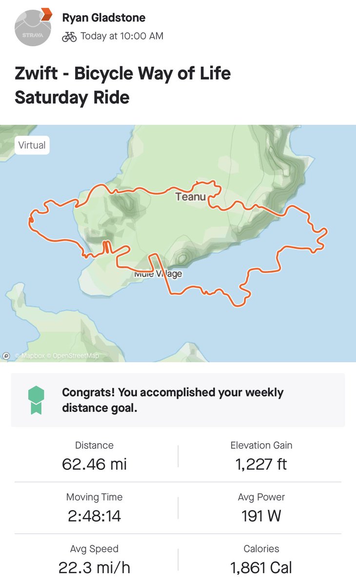 Completed my first indoor metric century 🚴‍♂️. Completely unimaginable without @GoZwift and riding with a friend who lives in Texas. A game changer for building base over winter!