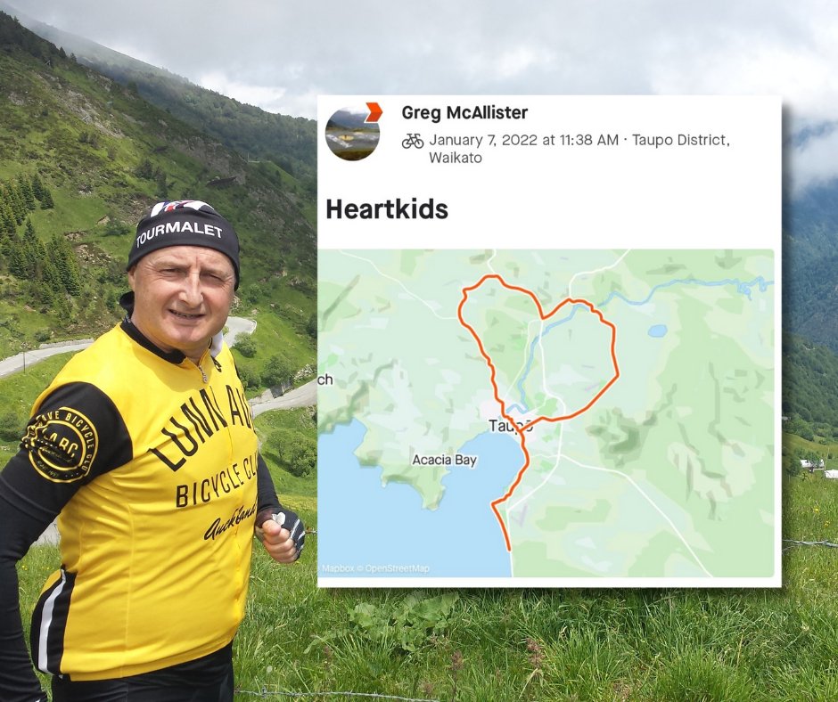 One of our Heart Heroes Greg is training hard for Tour Aotearoa - an epic cycle challenge along a 3000km route from Cape Reinga to Bluff - and he is flying the Heart Kids NZ flag as he travels the length of the country. 

You can support him here: 3000kmsforhknz.raisely.com