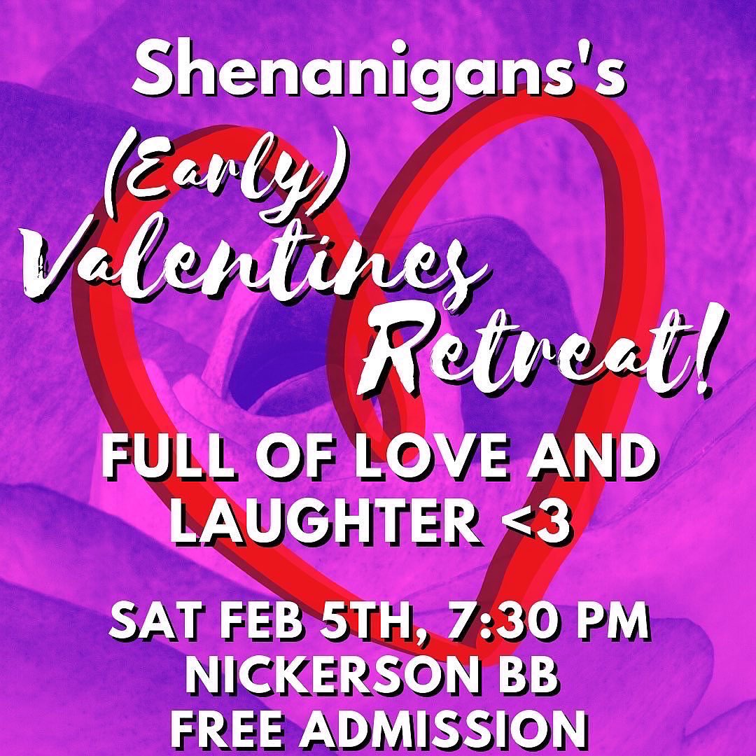 UCMShenanigans's tweet photo. Calling all lovers and laughers! Join us at the Nickerson Black Box at 7:30, doors open at 7, admission is free! Can't join us in person? Watch us on the Facebook livestream starting at 7:15! <3 xoxo https://t.co/EIq4OvU9od