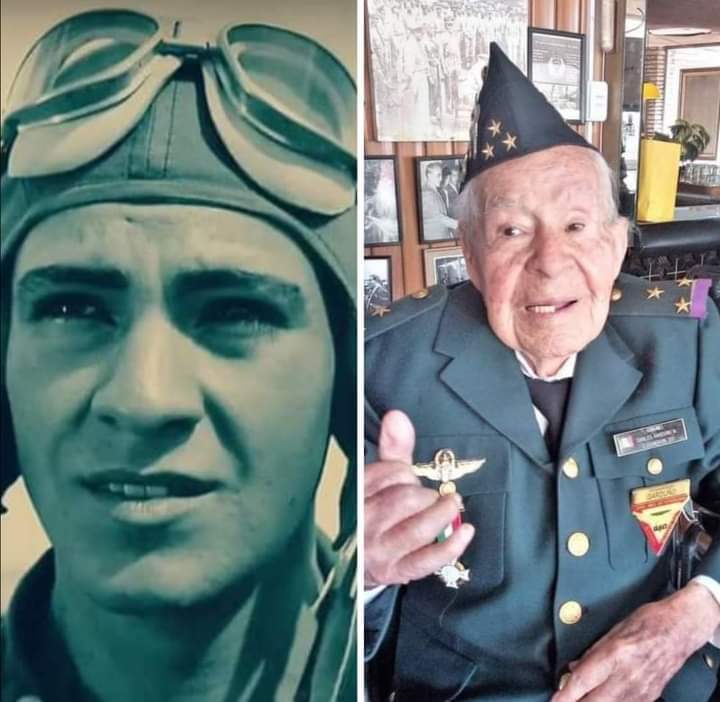 MundoNewsmx's tweet photo. Fallece a los 102 años de edad Carlos Garduño Núñez, último sobreviviente del escuadrón 201 en la 2da guerra mundial, participando en combate en la liberación de las Filipinas contra  el imperio japonés en el verano de 1945.

DESCANSE EN PAZ https://t.co/N5HI1PqM9F