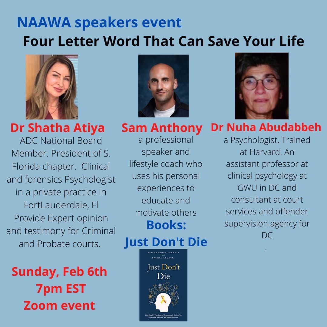NAAWAorg's tweet photo. Also, a reminder that you still have time to register for NAAWA’s panel on mental  health and wellness tomorrow (Sunday, February 6th)! https://t.co/VWmQ6zolux