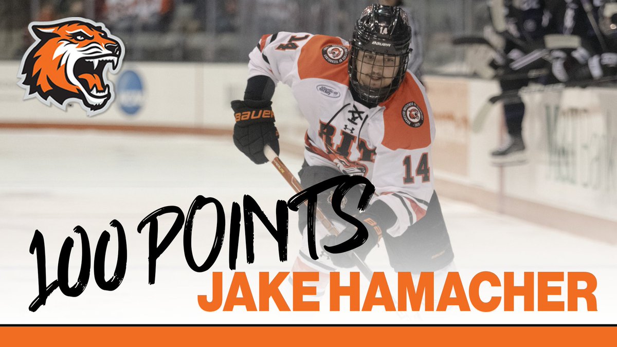RITMHKY's tweet photo. Congrats to Jake Hamacher on becoming the 14th player in #RIT's D1-era history to score 100 points! https://t.co/7mE31d7j9y