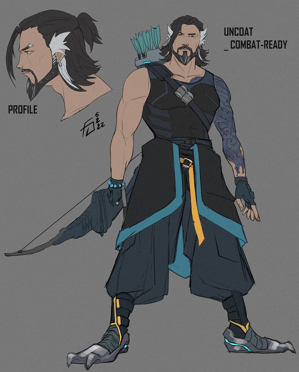 As requested by some, he's the full design of my concept of Hanzo in OW2, that was illustrated in the previous Yeehan work :D #HanzoShimada #Overwatch #OW