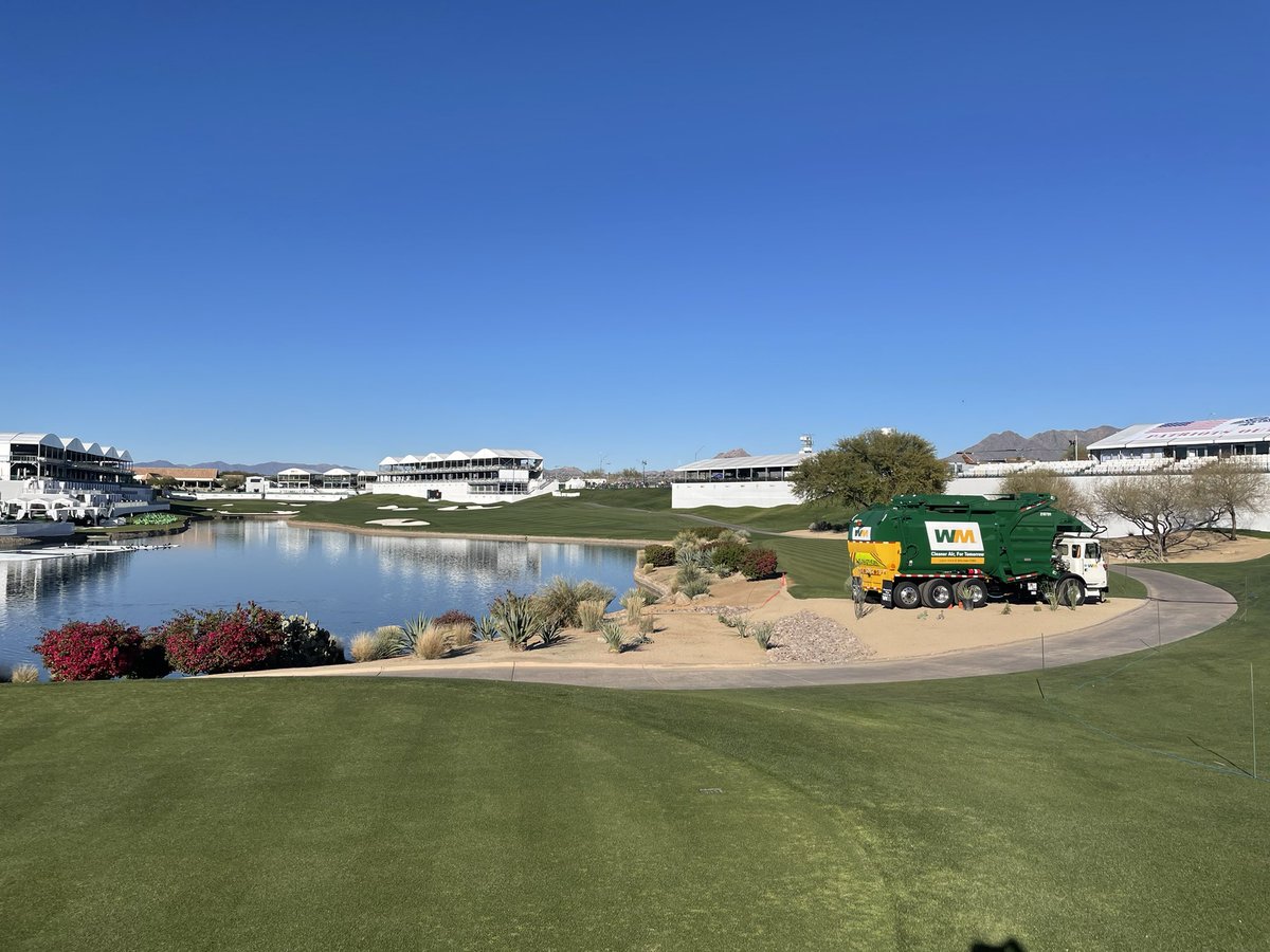 TheDrewBlando's tweet photo. Whoops.  Think @WMPhoenixOpen trash guy got drunk.   Crashed right on the damn course 🤦🏻‍♂️ https://t.co/YCZOXywMVK
