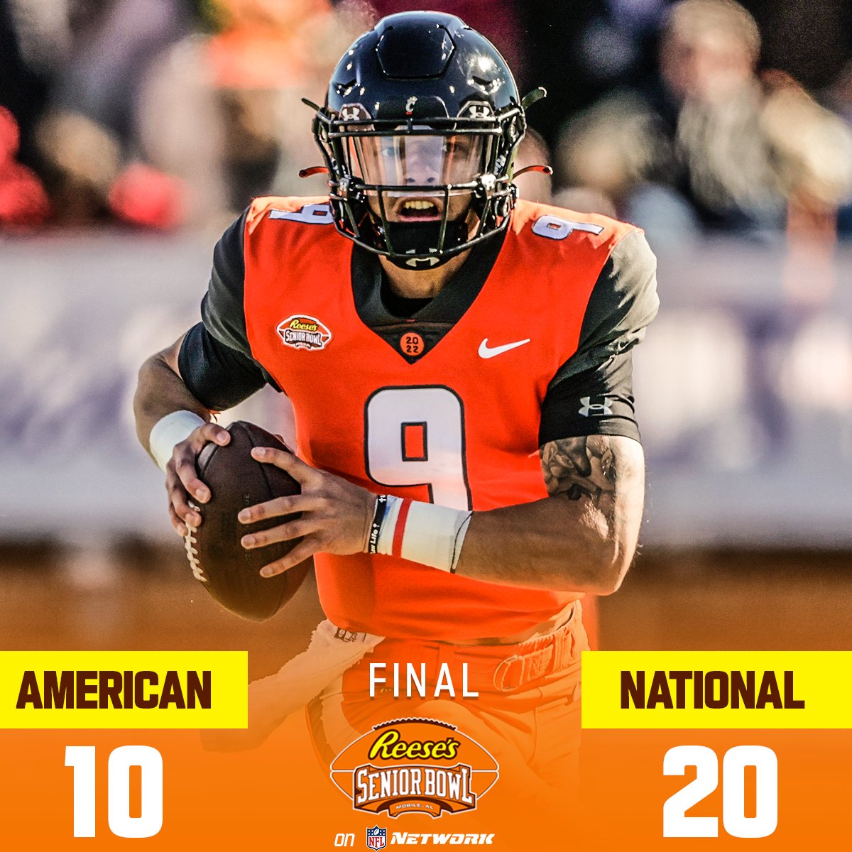 WINCINNATI_'s tweet photo. Another W for Cincinnati. 

Desmond Ridder leads the National Team to victory in the #SeniorBowl! 🔴⚫ #Bearcats https://t.co/PIRZUjxovG