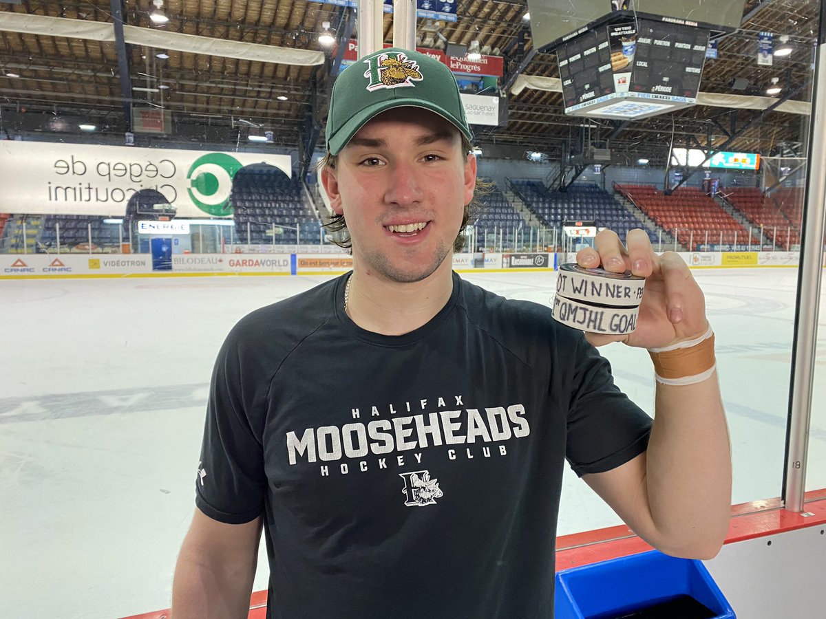 1st goal 
OT winner 

Cloud Nine for Evan Boucher. #GoMooseGo