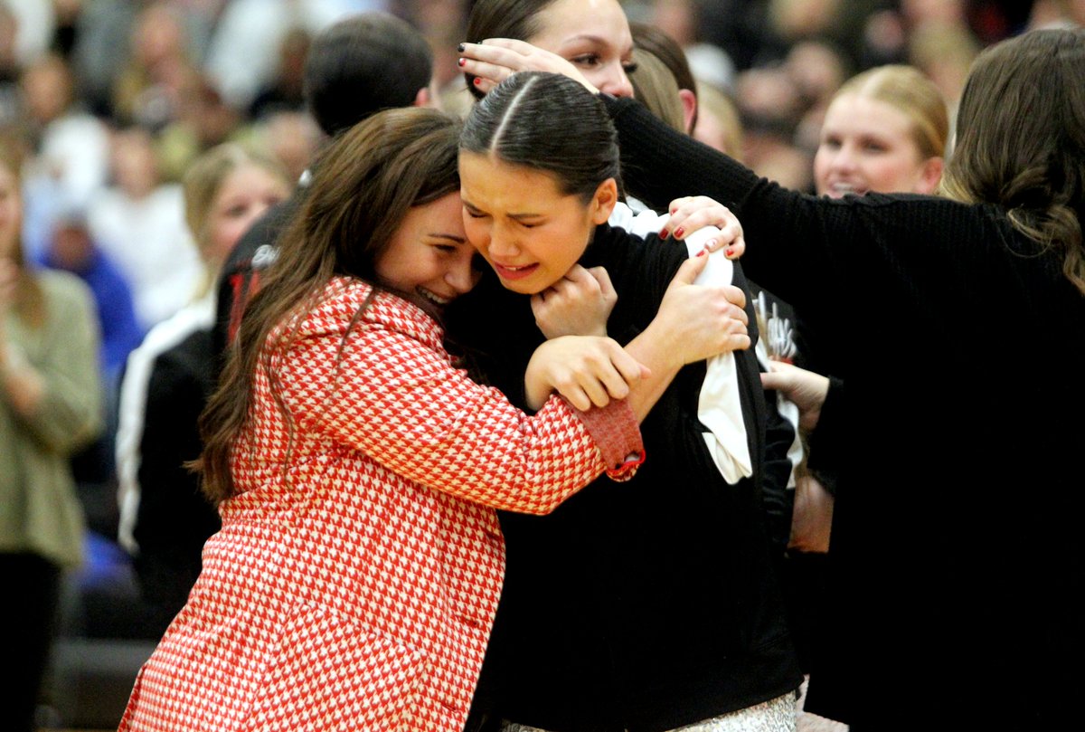 JaredRubadoBP's tweet photo. Detroit Lakes head coach Britton Ramsey pictured what it would be like to have her team's name called at a section meet. After 11 years, she finally heard it. The Detroit Lakes jazz team is headed to the Target Center after an emotional performance.

👯: https://t.co/KsFEeA0i7T https://t.co/2NEm9ifgsV