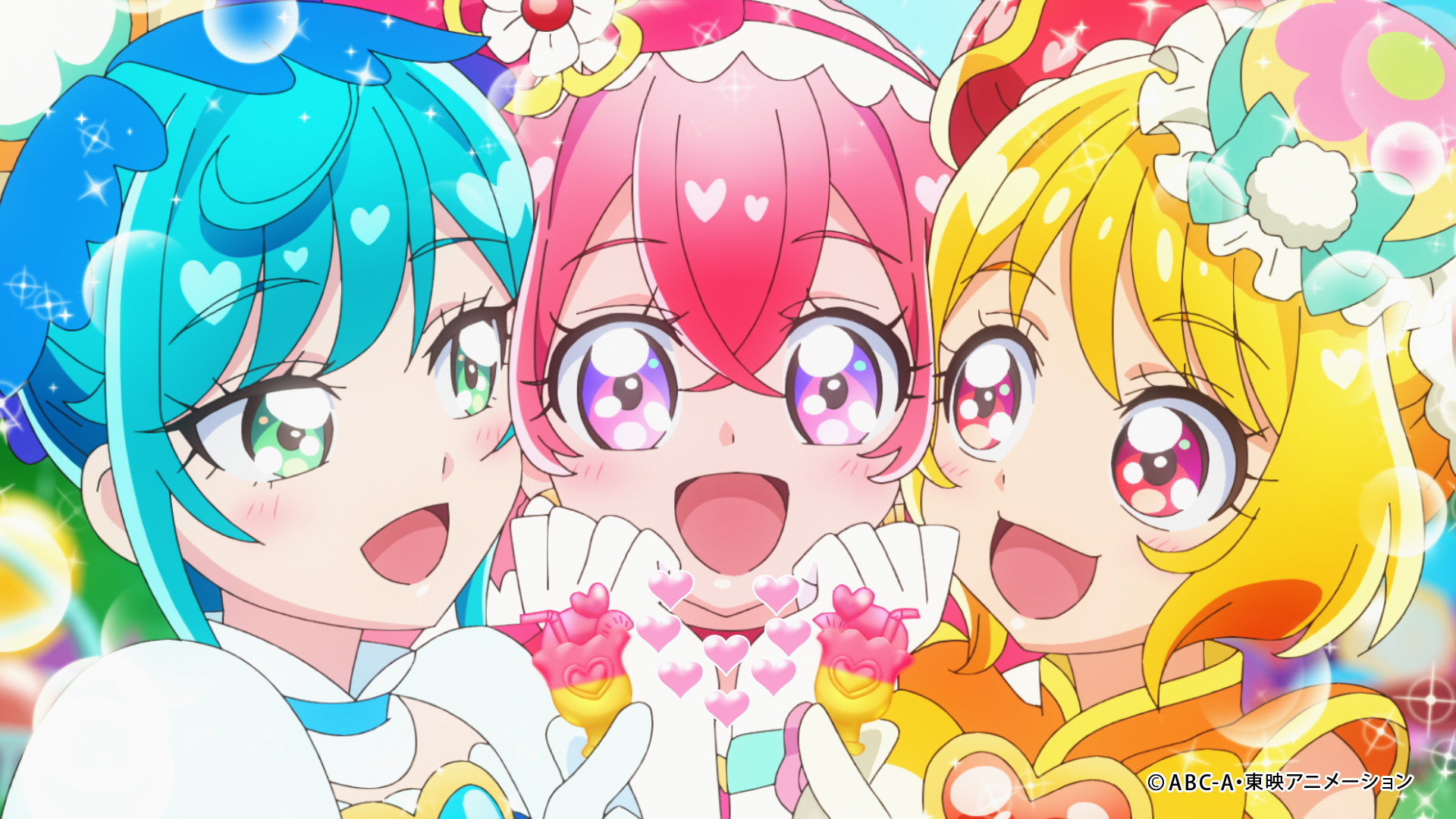 プリキュア食玩公式 バンダイ キャンディ デリシャスマイル 楽しくおいしい プリキュアハートフルグミ はいかがですか ジュレ入りの フルーツグミ や ちぎれる シェアして乾杯グミ などの グミデザインは全11種類です Cmをまだ見ていない方は