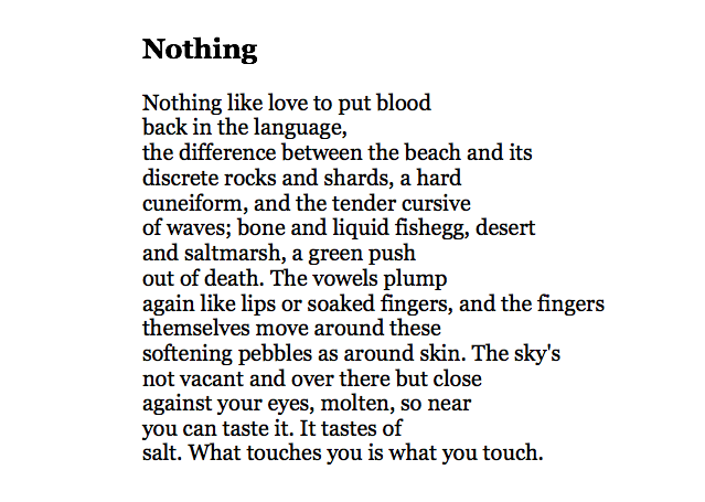 MayaCPopa's tweet photo. "Nothing like love to put blood / back in the language."

Oh, yes. This gem by Margaret Atwood: https://t.co/6wAqoH9e6f