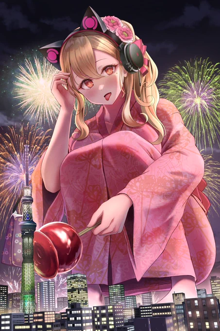 skeb依頼絵。巨大化コンコード #アズレン 