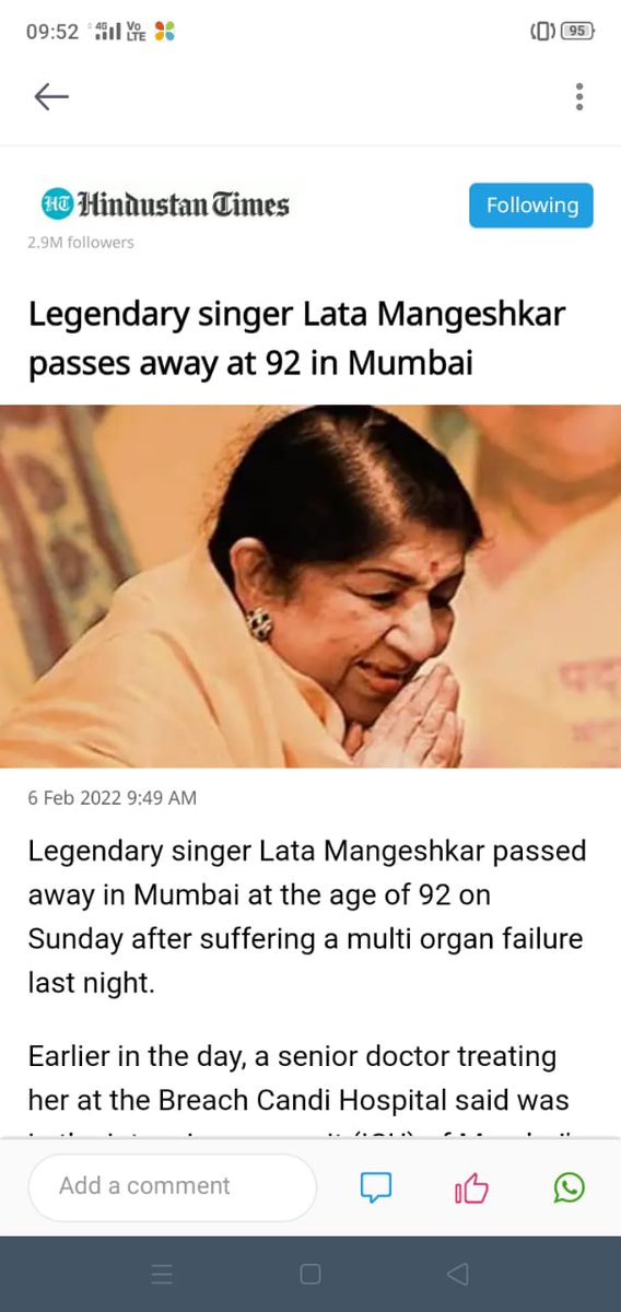 RashmitaPani1's tweet photo. स्वर कोकिला, 'भारत रत्न' आदरणीया लता मंगेशकर जी का निधन अत्यंत दुःखद और कला जगत की अपूरणीय क्षति है।

ॐ शांति! https://t.co/QsoeD4XP2G