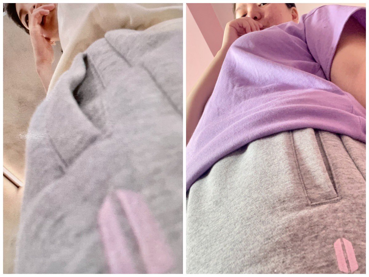kimmy_namjoon's tweet photo. Got my joggers #madebyRM today! They’re so comfortableeee and sizing kinda runs big, mine is M but is still roomy 🤩 #BTS #BTSARMY #RM #KimNajoon #ARSD #ARMYSelcaDay #BudolSonyeondan https://t.co/fjyibuwER1