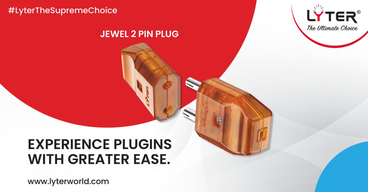 thelyterworld's tweet image. #LyterTheSupremeChoice - Get your space an efficient, classy, and elegant #electricaltool that can power up your convenience. 
Our Jewel #2pinplug is the right choice for a #safe and cosy charging of multiple #electronicdevices.

🌐: lyterworld.com

☎️: +91-9833623624