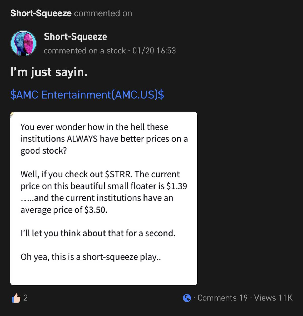 OSVWatch's tweet photo. #ShortSqueeze
$STRR $AMC $GME $BBIG $RELI $PTPI $SPRB https://t.co/ODzruD5zjP