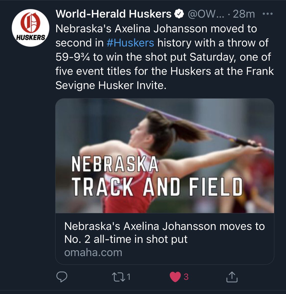 I’m really excited for Axelina, but I can’t help to wonder why <a href="/KaylaColgrove/">Kayla Colgrove, RDN</a> was throwing the javelin at the indoor meet today? 

She told me she was going out to “Scheels” for a few minutes this afternoon.😳