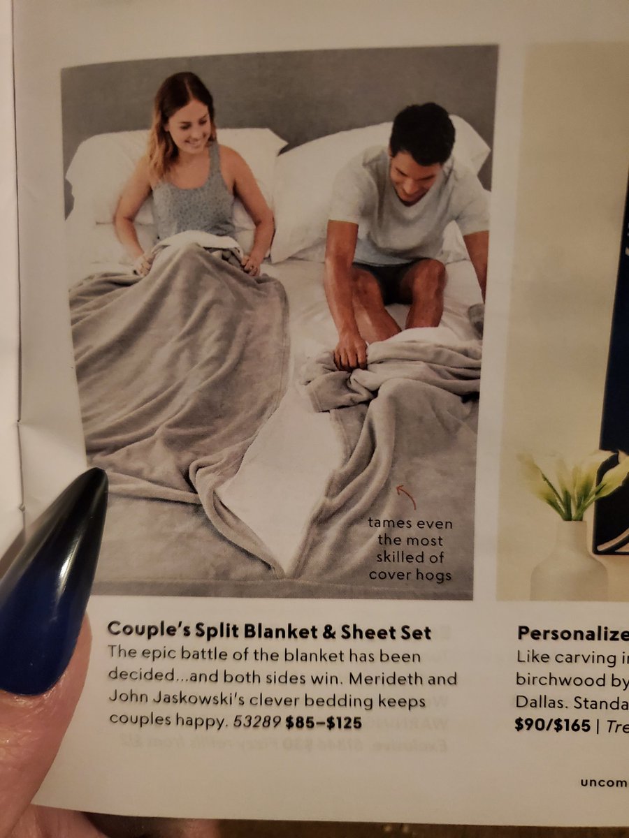 Soooooo this exists, and it is GENIUS: *Couple's SPLIT BLANKET* 😱😱😱🧚🏻‍♀️
#Inventions 
#progress 
#RevolutionaryTechnology
#couplesTherapy 
#CoupleGoals