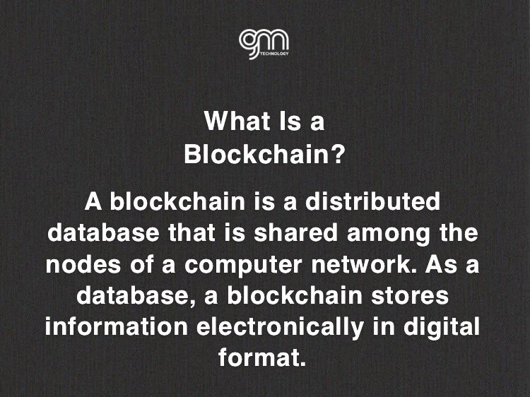 gm__technology's tweet photo. What Is a Blockchain?

A blockchain is a distributed database that is shared among the nodes of a computer network. As a database, a blockchain stores information electronically in digital format.
@elonmusk 🙌🏻
#blockchain #DeFi #CryptoNews #web3 #viral #Metaverse https://t.co/LQtu8Vo1oS