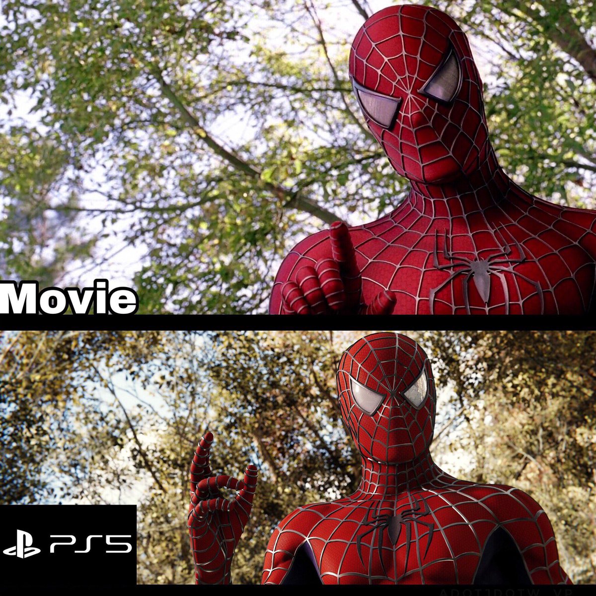 RT @VGHumour: Spider-Man 2 Movie Scene Vs Spiderman PS5. https://t.co/xlBjtCxLGG