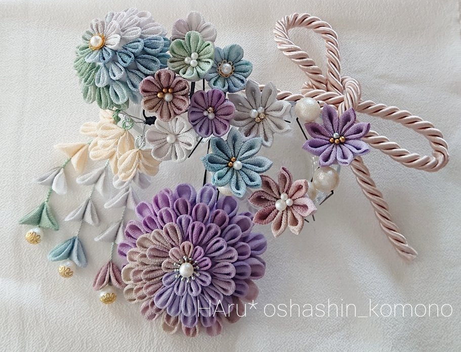 つまみ細工髪飾り　haru【大幅値下げ中♡】ページ オーダー】つまみ細工 髪飾り 桜 | つまみ箱 ぽぽり。