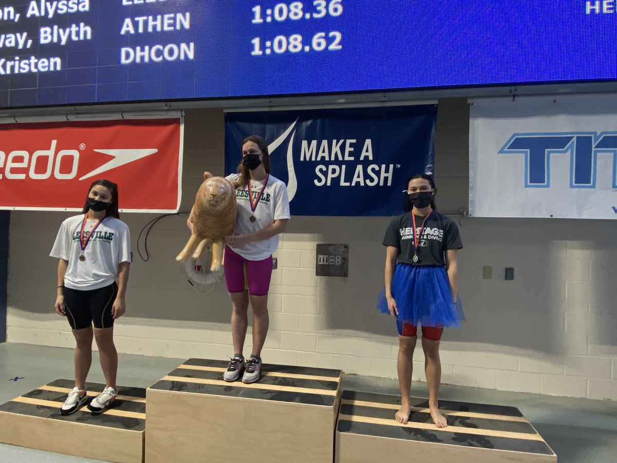 HHS first *female individual podium finish. Nina Nugent places 2nd in the 100 breaststroke.