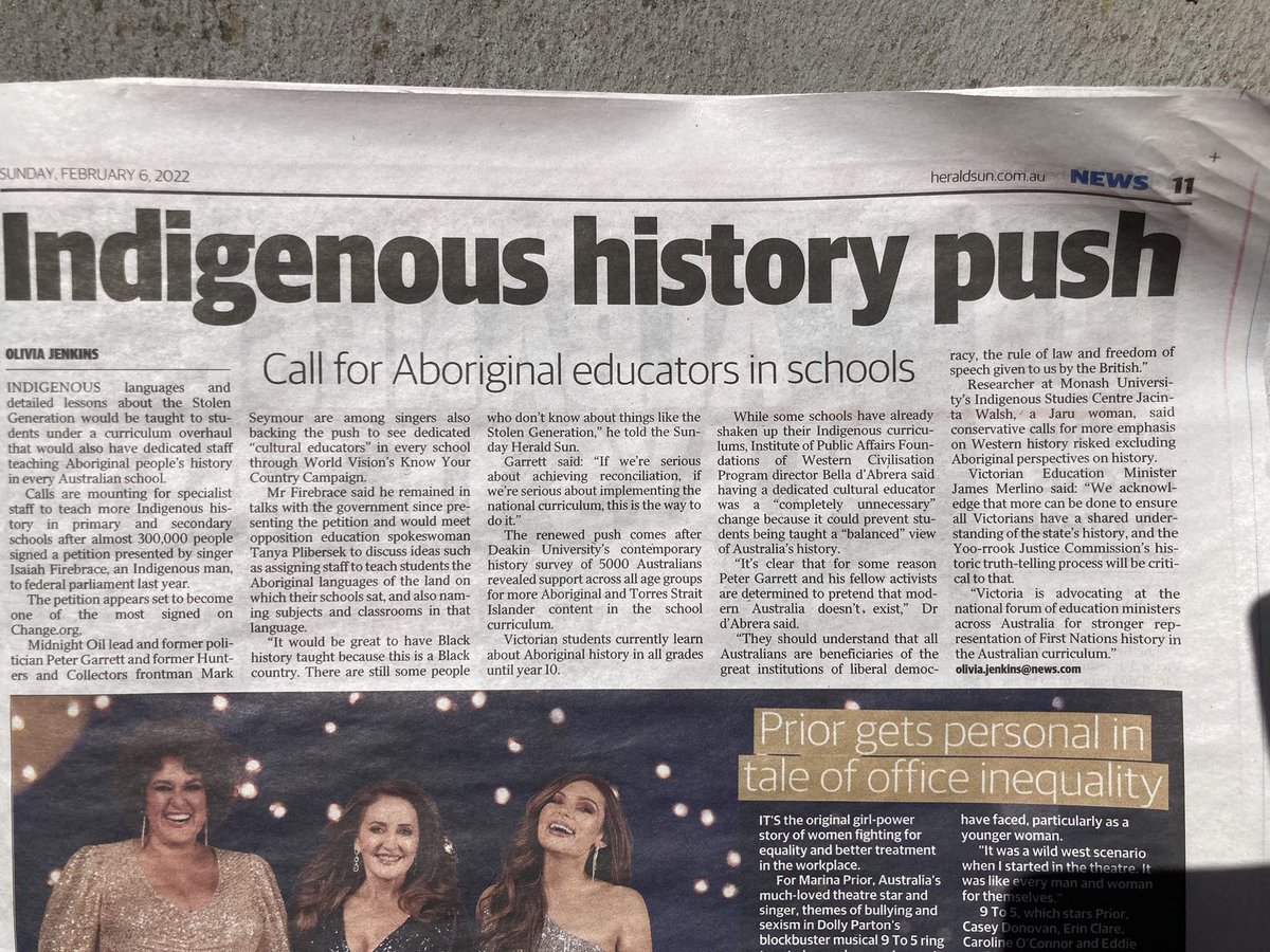 A tiny mention in the Herald Sun today. Call for First Nations knowledge and experiences taught through meaningful engagement between First and Second Nations Knowledge holders? #australianhistory #globalEmonash  #monashuni #education #stolengenerations #healing #kooriculum