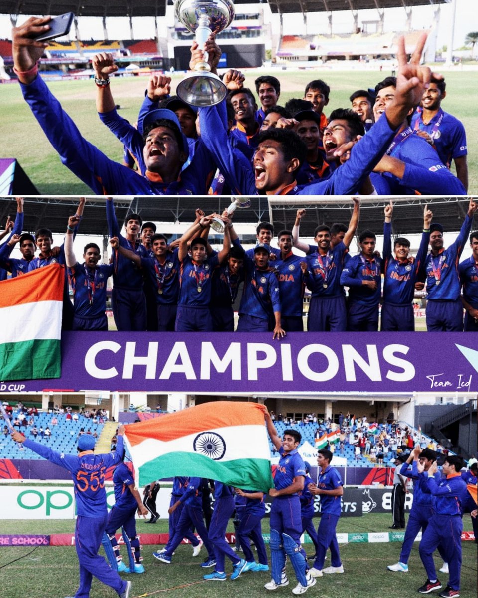 itscoolManish's tweet photo. 5th title for India 🏆Proud Moment's for the Nation.
Champ WELL DESERVED Well Played Congratulations team india.. 🇮🇳🇮🇳❤️                               
#U19CWC #IndiaU19 
@BCCI https://t.co/zmCYfkwPfO