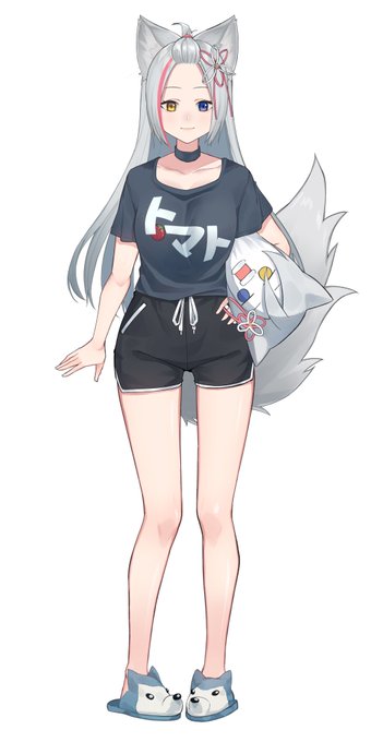 #けもりふ新衣装 
遅くなりましたが昨日の新衣装公開配信、個別お披露目お歌配信どちらもみにきてくれてありがとう‼️
今回の新衣装であるパジャマを仕立ててくださったのはママである菖蒲ママ(@ayameshoubu )とbonjoyパパ(@bonjoy_enjoy7 )でした‼️可愛いお洋服を用意してもらい、セットしてもらた♡ 