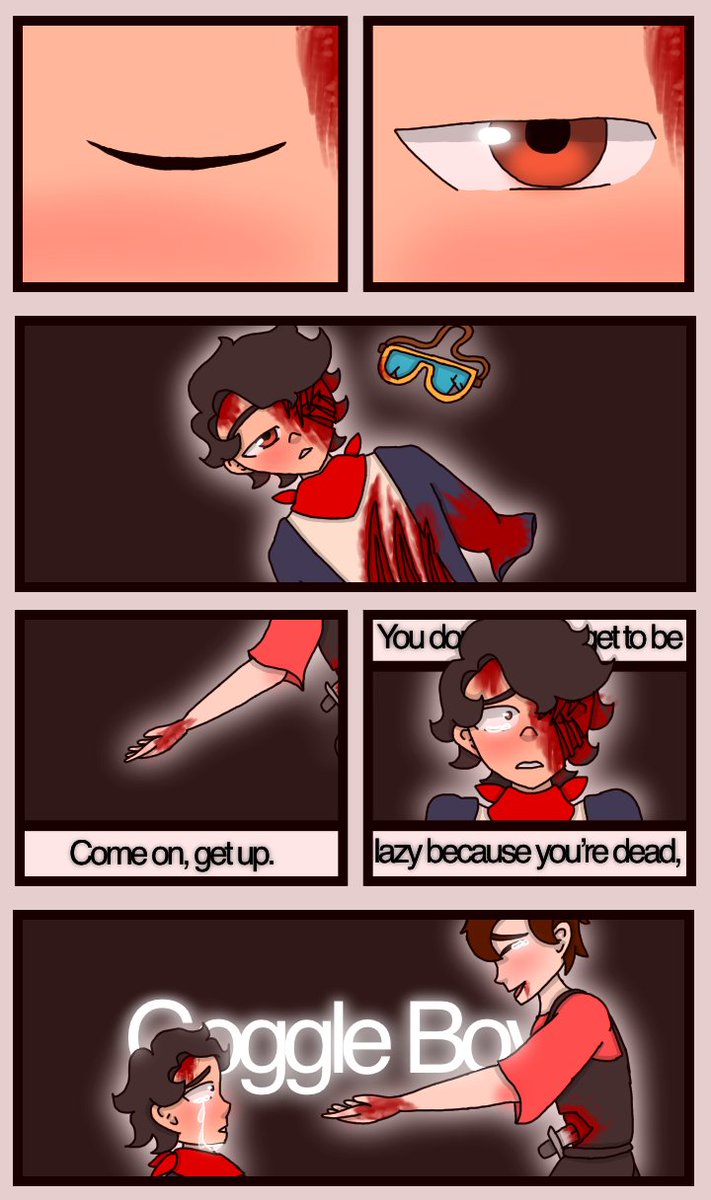 waitisthatmarie's tweet image. “You don’t get to be lazy because you’re dead, Goggle Boy.”

// SPOILERS FOR TODAY’S LORE AND A BLOOD/INJURY WARNING!!!

(lore happened and I speedran this in three hours. what.)

#outsiderstwt #mohweefanart #oecafanart #OutsidersSMP