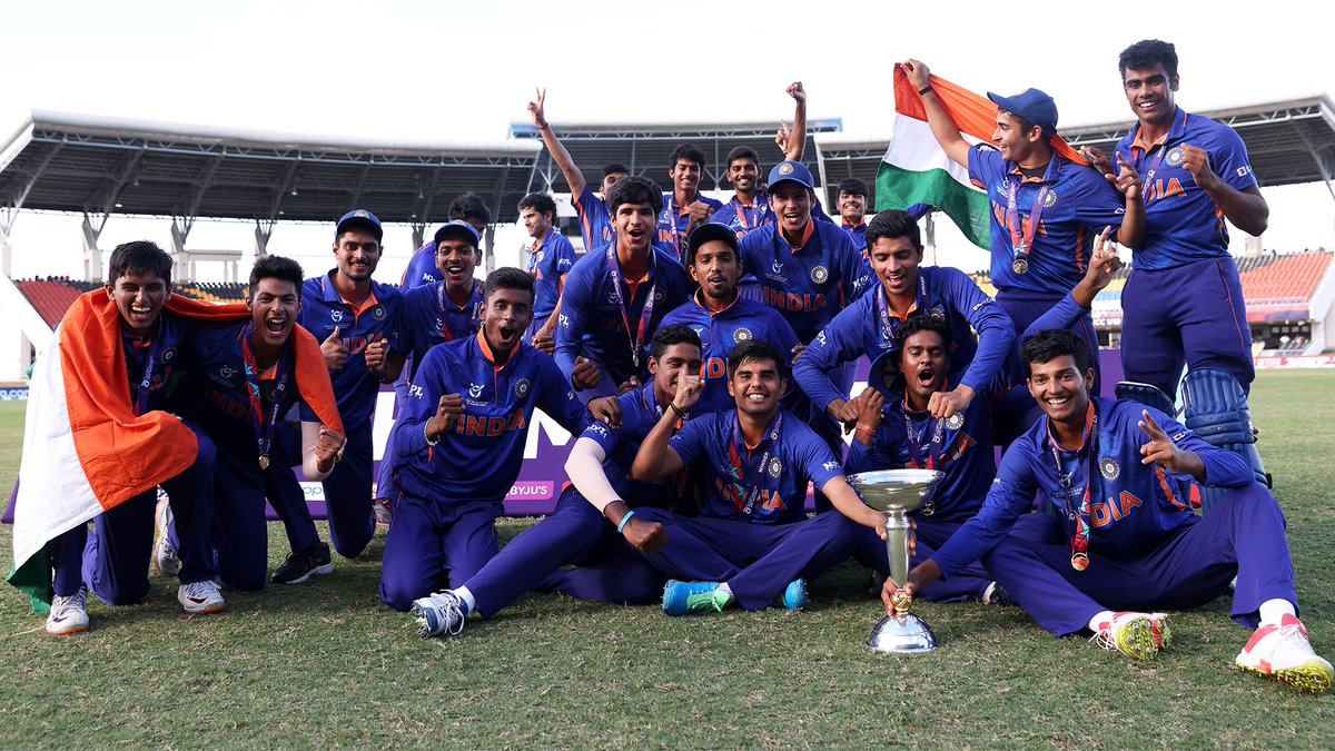 ICC's tweet photo. Good Morning, India 👋

You are #U19CWC champions 🏆 https://t.co/8FcTdyUCtJ