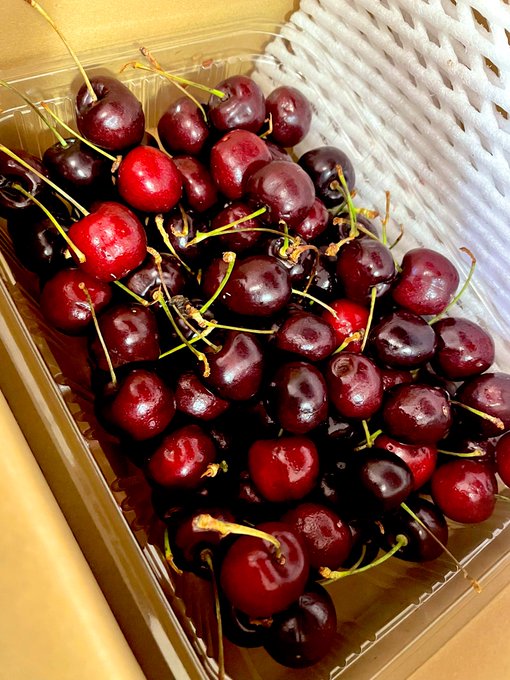 届いたー🍒1キロ🤤 https://t.co/Qsk8leTmph<a href="/tag/%E7%AE%B1%E6%A0%B9%E9%A7%85%E4%BC%9D2023"class="tags"><span>#箱根駅伝2023</span></a>
