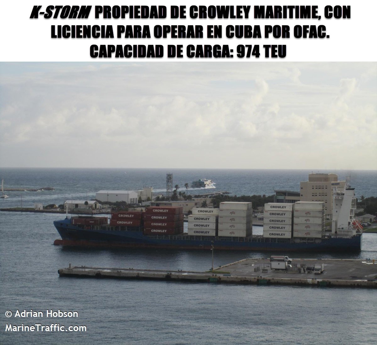 FlconEYES's tweet photo. ⚓️CROWLEY, AUTORIZADA POR BIDEN🧐🧐
#KSTORM #IMO9389435 EEUU-Mariel
3er viaje a #Cuba desde Sept2020
Capac: 974 TEU
La demanda #32 a Crowley, aún sin respuesta.
Abastece los hoteles de la #DICTADURA de #Cuba
#HappeningNow #OSINTCuba #cubarcos #5Feb
➡️https://t.co/7qEyxqCZwH https://t.co/q4rUAzVjDZ