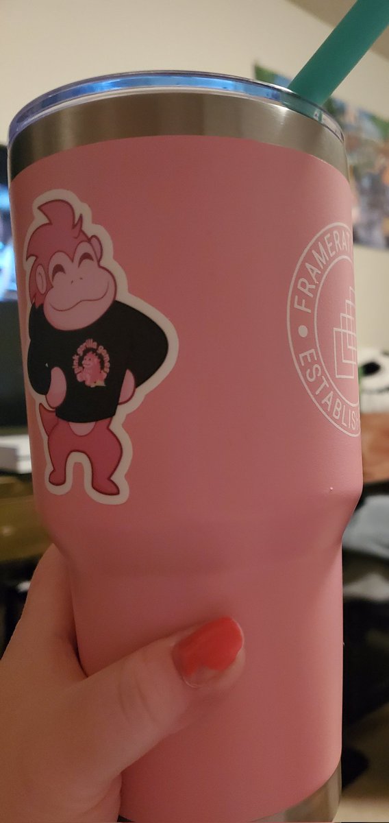 irishsammyjo's tweet photo. Sick with Covid for the 8th day in a row, but staying hydrated thanks to my awesome tumbler @FrameRateMerch @TinaNarvaezJr @RayNarvaezJr with a little @PinkGorillaLLC animal crossing vibes! https://t.co/cpmlymdpAp