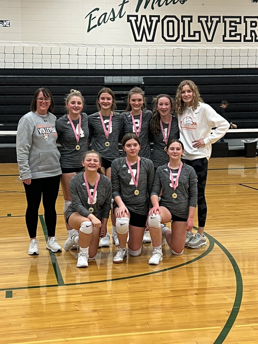 ROTigerVB's tweet photo. Look at these champs!!  Two championships in a row for our 8th grade club vb team!  The future is bright for these ladies and ROVB!!  #TigerDomiNation https://t.co/23L5bbDKet